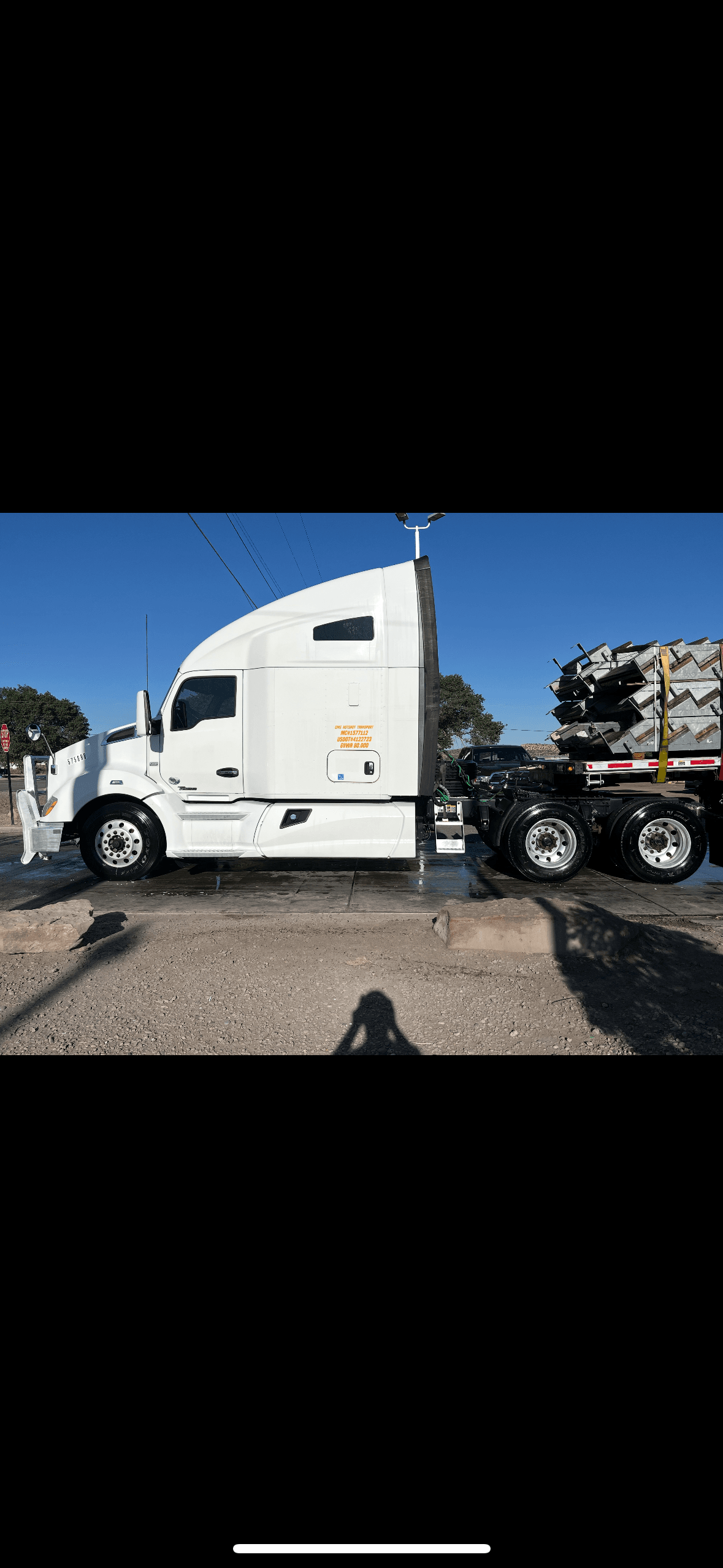 CMG Hotshot Transport white Kenworth tractor pulling a 53ft dry van trailer